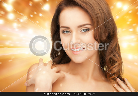 To use this stock image in your creative project, please select the size you need over to the right and click the "Add to Cart" button.
Your downloaded image will come with the Cutcaster watermark removed so don’t worry about the watermark you see on this page. beautiful woman stock photo, bright closeup portrait picture of beautiful woman by Syda Productions