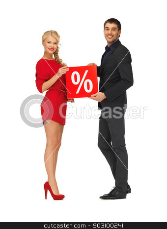 To use this stock image in your creative project, please select the size you need over to the right and click the "Add to Cart" button.
Your downloaded image will come with the Cutcaster watermark removed so don’t worry about the watermark you see on this page. man and woman with percent sign stock photo, bright picture of man and woman with percent sign by Syda Productions
