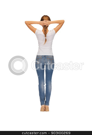 To use this stock image in your creative project, please select the size you need over to the right and click the "Add to Cart" button.
Your downloaded image will come with the Cutcaster watermark removed so don’t worry about the watermark you see on this page. rear view of woman in blank white t-shirt stock photo, rear view of woman in blank white t-shirt by Syda Productions