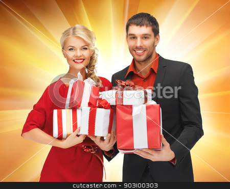 To use this stock image in your creative project, please select the size you need over to the right and click the "Add to Cart" button.
Your downloaded image will come with the Cutcaster watermark removed so don’t worry about the watermark you see on this page. man and woman with gift boxes stock photo, picture of man and woman with gift boxes by Syda Productions