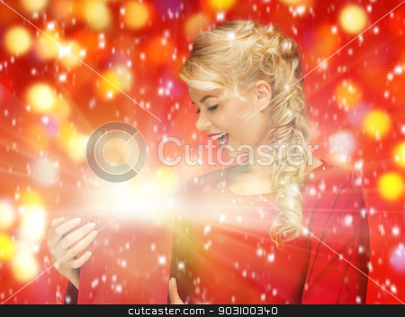 To use this stock image in your creative project, please select the size you need over to the right and click the "Add to Cart" button.
Your downloaded image will come with the Cutcaster watermark removed so don’t worry about the watermark you see on this page. lovely woman in red dress with opened gift box stock photo, picture of lovely woman in red dress with opened gift box by Syda Productions
