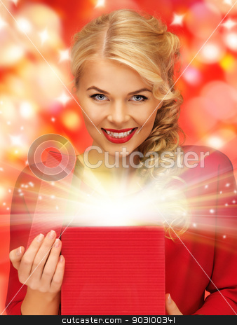 To use this stock image in your creative project, please select the size you need over to the right and click the "Add to Cart" button.
Your downloaded image will come with the Cutcaster watermark removed so don’t worry about the watermark you see on this page. lovely woman in red dress with opened gift box stock photo, picture of lovely woman in red dress with opened gift box by Syda Productions