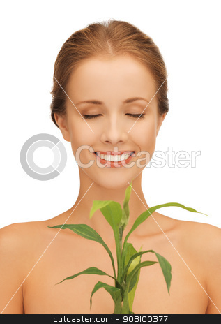To use this stock image in your creative project, please select the size you need over to the right and click the "Add to Cart" button.
Your downloaded image will come with the Cutcaster watermark removed so don’t worry about the watermark you see on this page. woman with green sprout stock photo, closeup picture of woman with green sprout. by Syda Productions