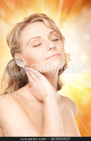 To use this stock image in your creative project, please select the size you need over to the right and click the "Add to Cart" button.
Your downloaded image will come with the Cutcaster watermark removed so don’t worry about the watermark you see on this page. beautiful woman stock photo, bright closeup portrait picture of beautiful woman by Syda Productions