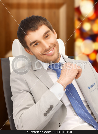 To use this stock image in your creative project, please select the size you need over to the right and click the "Add to Cart" button.
Your downloaded image will come with the Cutcaster watermark removed so don’t worry about the watermark you see on this page. young businessman sitting in chair stock photo, picture of young businessman sitting in chair by Syda Productions