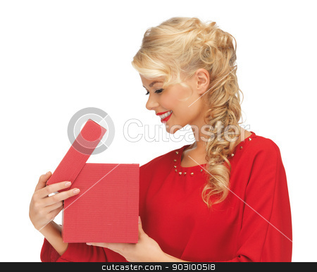 To use this stock image in your creative project, please select the size you need over to the right and click the "Add to Cart" button.
Your downloaded image will come with the Cutcaster watermark removed so don’t worry about the watermark you see on this page. lovely woman in red dress with opened gift box stock photo, picture of lovely woman in red dress with opened gift box by Syda Productions