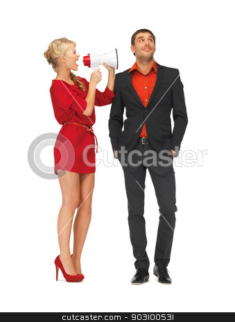 To use this stock image in your creative project, please select the size you need over to the right and click the "Add to Cart" button.
Your downloaded image will come with the Cutcaster watermark removed so don’t worry about the watermark you see on this page. beautiful couple with megaphone stock photo, bright picture of beautiful couple with megaphone by Syda Productions