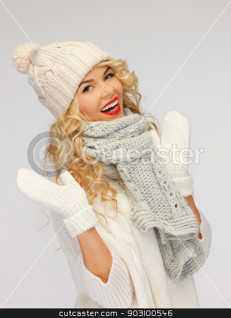To use this stock image in your creative project, please select the size you need over to the right and click the "Add to Cart" button.
Your downloaded image will come with the Cutcaster watermark removed so don’t worry about the watermark you see on this page. beautiful woman in hat, muffler and mittens stock photo, bright picture of beautiful woman in hat, muffler and mittens.. by Syda Productions