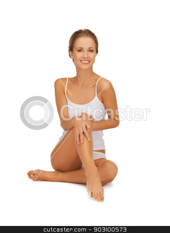 To use this stock image in your creative project, please select the size you need over to the right and click the "Add to Cart" button.
Your downloaded image will come with the Cutcaster watermark removed so don’t worry about the watermark you see on this page. woman in cotton undrewear touching her legs stock photo, picture of beautiful woman in cotton undrewear touching her legs by Syda Productions