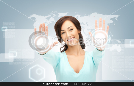 To use this stock image in your creative project, please select the size you need over to the right and click the "Add to Cart" button.
Your downloaded image will come with the Cutcaster watermark removed so don’t worry about the watermark you see on this page. businesswoman working with touch screen stock photo, picture of businesswoman working with touch screen by Syda Productions
