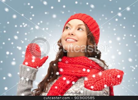 To use this stock image in your creative project, please select the size you need over to the right and click the "Add to Cart" button.
Your downloaded image will come with the Cutcaster watermark removed so don’t worry about the watermark you see on this page. beautiful woman in hat, muffler and mittens stock photo, bright picture of beautiful woman in hat, muffler and mittens by Syda Productions