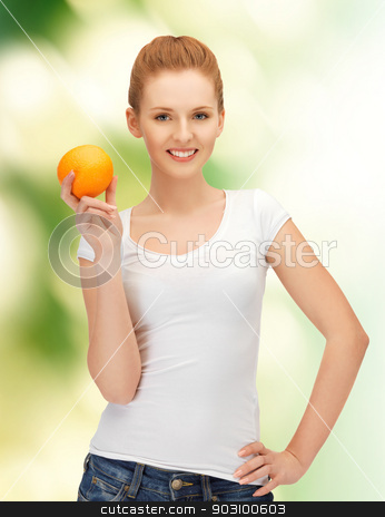To use this stock image in your creative project, please select the size you need over to the right and click the "Add to Cart" button.
Your downloaded image will come with the Cutcaster watermark removed so don’t worry about the watermark you see on this page. teenage girl with orange stock photo, happy teenage girl with orange over green by Syda Productions