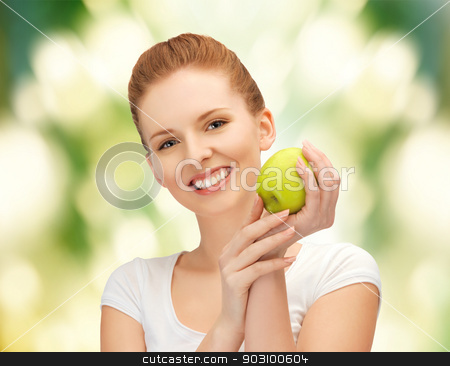 To use this stock image in your creative project, please select the size you need over to the right and click the "Add to Cart" button.
Your downloaded image will come with the Cutcaster watermark removed so don’t worry about the watermark you see on this page. young beautiful woman with green apple stock photo, picture of young beautiful woman with green apple. by Syda Productions
