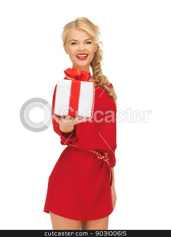 To use this stock image in your creative project, please select the size you need over to the right and click the "Add to Cart" button.
Your downloaded image will come with the Cutcaster watermark removed so don’t worry about the watermark you see on this page. lovely woman in red dress with present stock photo, picture of lovely woman in red dress with present by Syda Productions