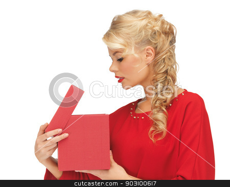 To use this stock image in your creative project, please select the size you need over to the right and click the "Add to Cart" button.
Your downloaded image will come with the Cutcaster watermark removed so don’t worry about the watermark you see on this page. lovely woman in red dress with opened gift box stock photo, picture of lovely woman in red dress with opened gift box by Syda Productions