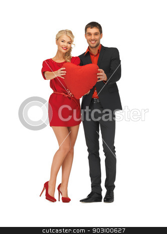 To use this stock image in your creative project, please select the size you need over to the right and click the "Add to Cart" button.
Your downloaded image will come with the Cutcaster watermark removed so don’t worry about the watermark you see on this page. beautiful couple holding big heart stock photo, bright picture of beautiful couple holding big heart by Syda Productions