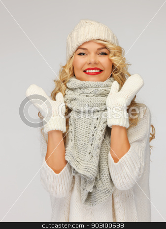 To use this stock image in your creative project, please select the size you need over to the right and click the "Add to Cart" button.
Your downloaded image will come with the Cutcaster watermark removed so don’t worry about the watermark you see on this page. beautiful woman in hat, muffler and mittens stock photo, bright picture of beautiful woman in hat, muffler and mittens.. by Syda Productions