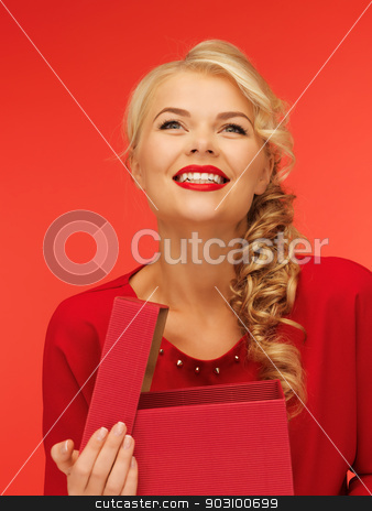 To use this stock image in your creative project, please select the size you need over to the right and click the "Add to Cart" button.
Your downloaded image will come with the Cutcaster watermark removed so don’t worry about the watermark you see on this page. lovely woman in red dress with opened gift box stock photo, picture of lovely woman in red dress with opened gift box by Syda Productions