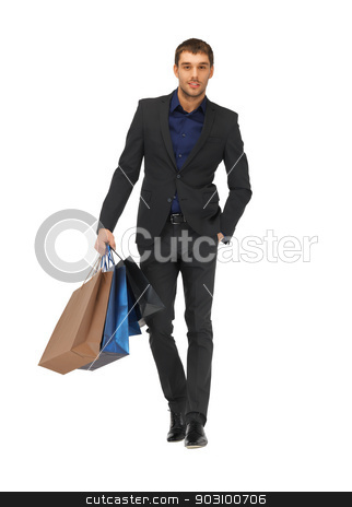 To use this stock image in your creative project, please select the size you need over to the right and click the "Add to Cart" button.
Your downloaded image will come with the Cutcaster watermark removed so don’t worry about the watermark you see on this page. handsome man in suit with shopping bags stock photo, picture of handsome man in suit with shopping bags. by Syda Productions