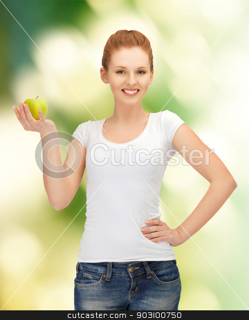 To use this stock image in your creative project, please select the size you need over to the right and click the "Add to Cart" button.
Your downloaded image will come with the Cutcaster watermark removed so don’t worry about the watermark you see on this page. teenage girl with green apple stock photo, picture of happy teenage girl with green apple. by Syda Productions