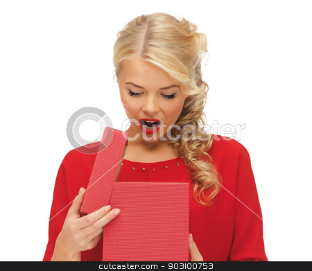 To use this stock image in your creative project, please select the size you need over to the right and click the "Add to Cart" button.
Your downloaded image will come with the Cutcaster watermark removed so don’t worry about the watermark you see on this page. lovely woman in red dress with opened gift box stock photo, picture of lovely woman in red dress with opened gift box by Syda Productions