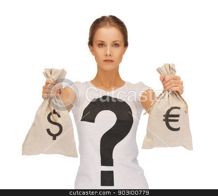 To use this stock image in your creative project, please select the size you need over to the right and click the "Add to Cart" button.
Your downloaded image will come with the Cutcaster watermark removed so don’t worry about the watermark you see on this page. woman with dollar and euro signed bags stock photo, picture of woman with dollar and euro signed bags by Syda Productions