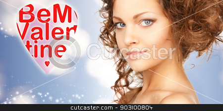 To use this stock image in your creative project, please select the size you need over to the right and click the "Add to Cart" button.
Your downloaded image will come with the Cutcaster watermark removed so don’t worry about the watermark you see on this page. be my valentine stock photo, bright picture of lovely woman with be my valentine words. by Syda Productions