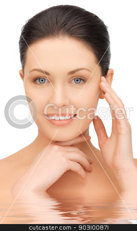 To use this stock image in your creative project, please select the size you need over to the right and click the "Add to Cart" button.
Your downloaded image will come with the Cutcaster watermark removed so don’t worry about the watermark you see on this page. face and hands of beautiful woman stock photo, bright closeup portrait picture of beautiful woman by Syda Productions