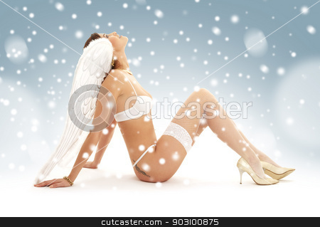 To use this stock image in your creative project, please select the size you need over to the right and click the "Add to Cart" button.
Your downloaded image will come with the Cutcaster watermark removed so don’t worry about the watermark you see on this page. brunette angel girl in white lingerie looking up stock photo, picture of brunette angel girl in white lingerie looking up by Syda Productions