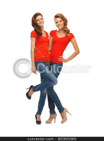 To use this stock image in your creative project, please select the size you need over to the right and click the "Add to Cart" button.
Your downloaded image will come with the Cutcaster watermark removed so don’t worry about the watermark you see on this page. two beautiful teenage girls in red t-shirts stock photo, picture of two beautiful teenage girls in red t-shirts by Syda Productions