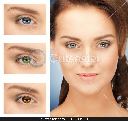 To use this stock image in your creative project, please select the size you need over to the right and click the "Add to Cart" button.
Your downloaded image will come with the Cutcaster watermark removed so don’t worry about the watermark you see on this page. woman with different color of eyes stock photo, picture of beautiful woman with different color of eyes by Syda Productions