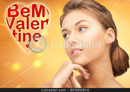 To use this stock image in your creative project, please select the size you need over to the right and click the "Add to Cart" button.
Your downloaded image will come with the Cutcaster watermark removed so don’t worry about the watermark you see on this page. be my valentine stock photo, bright picture of lovely woman with be my valentine words. by Syda Productions