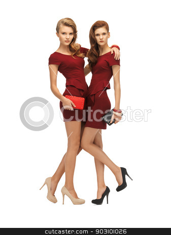 To use this stock image in your creative project, please select the size you need over to the right and click the "Add to Cart" button.
Your downloaded image will come with the Cutcaster watermark removed so don’t worry about the watermark you see on this page. two teenage girls in red dresses with clutches stock photo, picture of two teenage girls in red dresses with clutches by Syda Productions