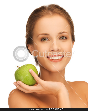 To use this stock image in your creative project, please select the size you need over to the right and click the "Add to Cart" button.
Your downloaded image will come with the Cutcaster watermark removed so don’t worry about the watermark you see on this page. woman with green apple stock photo, picture of beautiful woman with green apple. by Syda Productions