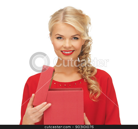 To use this stock image in your creative project, please select the size you need over to the right and click the "Add to Cart" button.
Your downloaded image will come with the Cutcaster watermark removed so don’t worry about the watermark you see on this page. lovely woman in red dress with opened gift box stock photo, picture of lovely woman in red dress with opened gift box by Syda Productions