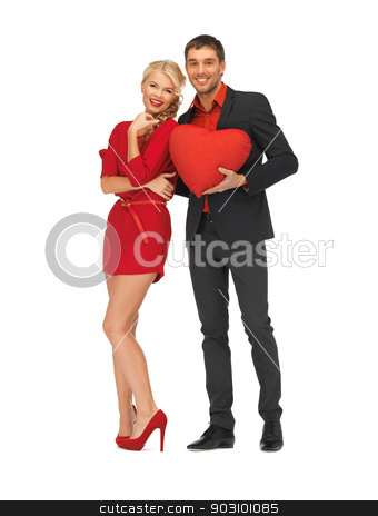 To use this stock image in your creative project, please select the size you need over to the right and click the "Add to Cart" button.
Your downloaded image will come with the Cutcaster watermark removed so don’t worry about the watermark you see on this page. beautiful couple holding big heart stock photo, bright picture of beautiful couple holding big heart by Syda Productions
