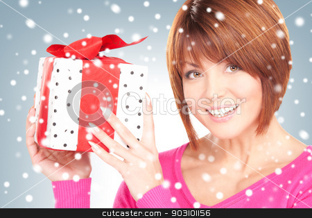 To use this stock image in your creative project, please select the size you need over to the right and click the "Add to Cart" button.
Your downloaded image will come with the Cutcaster watermark removed so don’t worry about the watermark you see on this page. happy woman with gift box stock photo, bright picture of happy woman with gift box . by Syda Productions