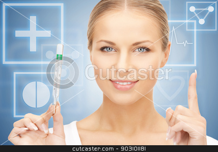 To use this stock image in your creative project, please select the size you need over to the right and click the "Add to Cart" button.
Your downloaded image will come with the Cutcaster watermark removed so don’t worry about the watermark you see on this page. attractive female doctor with thermometer stock photo, picture of attractive female doctor with thermometer by Syda Productions