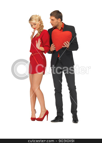 To use this stock image in your creative project, please select the size you need over to the right and click the "Add to Cart" button.
Your downloaded image will come with the Cutcaster watermark removed so don’t worry about the watermark you see on this page. beautiful couple holding big heart stock photo, bright picture of beautiful couple holding big heart by Syda Productions