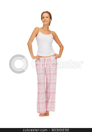 To use this stock image in your creative project, please select the size you need over to the right and click the "Add to Cart" button.
Your downloaded image will come with the Cutcaster watermark removed so don’t worry about the watermark you see on this page. happy and smiling woman in cotton pajamas stock photo, bright picture of happy and smiling woman in cotton pajamas by Syda Productions