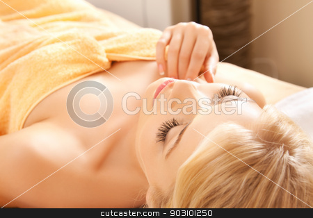 To use this stock image in your creative project, please select the size you need over to the right and click the "Add to Cart" button.
Your downloaded image will come with the Cutcaster watermark removed so don’t worry about the watermark you see on this page. beautiful woman in spa salon stock photo, picture of beautiful woman in spa salon by Syda Productions
