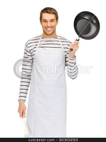 To use this stock image in your creative project, please select the size you need over to the right and click the "Add to Cart" button.
Your downloaded image will come with the Cutcaster watermark removed so don’t worry about the watermark you see on this page. handsome man with pan and spoon stock photo, bright picture of handsome man with pan and spoon by Syda Productions