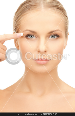 To use this stock image in your creative project, please select the size you need over to the right and click the "Add to Cart" button.
Your downloaded image will come with the Cutcaster watermark removed so don’t worry about the watermark you see on this page. beautiful woman pointing to eye stock photo, picture of beautiful woman pointing to eye by Syda Productions