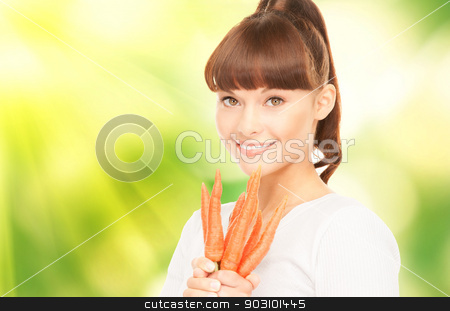 To use this stock image in your creative project, please select the size you need over to the right and click the "Add to Cart" button.
Your downloaded image will come with the Cutcaster watermark removed so don’t worry about the watermark you see on this page. housewife stock photo, bright picture of beautiful housewife with carrots over green by Syda Productions
