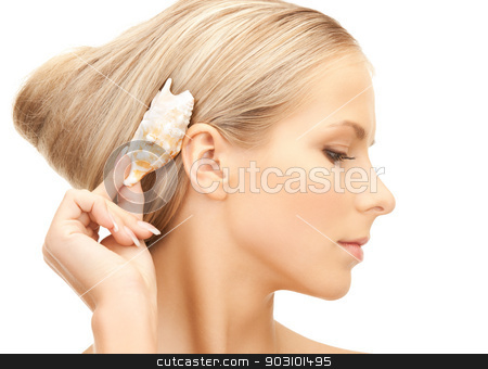 To use this stock image in your creative project, please select the size you need over to the right and click the "Add to Cart" button.
Your downloaded image will come with the Cutcaster watermark removed so don’t worry about the watermark you see on this page. beautiful woman with seashell stock photo, bright closeup portrait picture of beautiful woman with seashell.. by Syda Productions