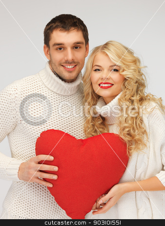 To use this stock image in your creative project, please select the size you need over to the right and click the "Add to Cart" button.
Your downloaded image will come with the Cutcaster watermark removed so don’t worry about the watermark you see on this page. family couple in a sweaters with heart stock photo, picture of family couple in a sweaters with heart by Syda Productions
