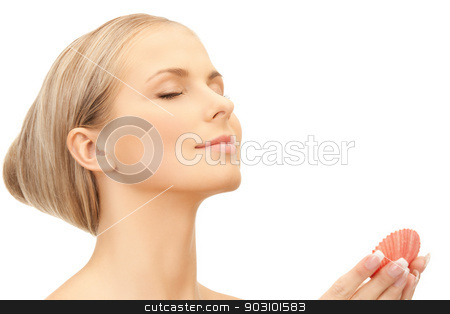 To use this stock image in your creative project, please select the size you need over to the right and click the "Add to Cart" button.
Your downloaded image will come with the Cutcaster watermark removed so don’t worry about the watermark you see on this page. beautiful woman with seashell stock photo, bright closeup portrait picture of beautiful woman with seashell.. by Syda Productions