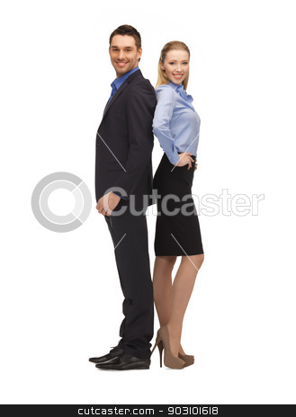 To use this stock image in your creative project, please select the size you need over to the right and click the "Add to Cart" button.
Your downloaded image will come with the Cutcaster watermark removed so don’t worry about the watermark you see on this page. man and woman in formal clothes stock photo, bright picture of man and woman in formal clothes. by Syda Productions