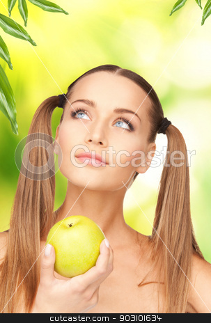 To use this stock image in your creative project, please select the size you need over to the right and click the "Add to Cart" button.
Your downloaded image will come with the Cutcaster watermark removed so don’t worry about the watermark you see on this page. young beautiful woman with green apple stock photo, picture of young beautiful woman with green apple. by Syda Productions