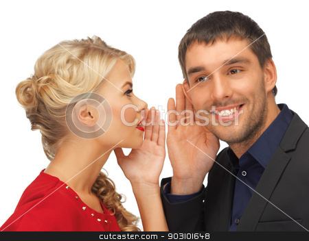 To use this stock image in your creative project, please select the size you need over to the right and click the "Add to Cart" button.
Your downloaded image will come with the Cutcaster watermark removed so don’t worry about the watermark you see on this page. man and woman spreading gossip stock photo, bright picture of man and woman spreading gossip (focus on man) by Syda Productions